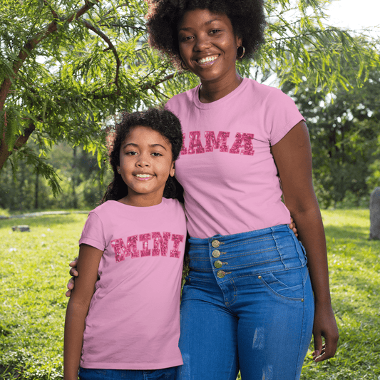 Mama And Mini Pink Faux Sequins