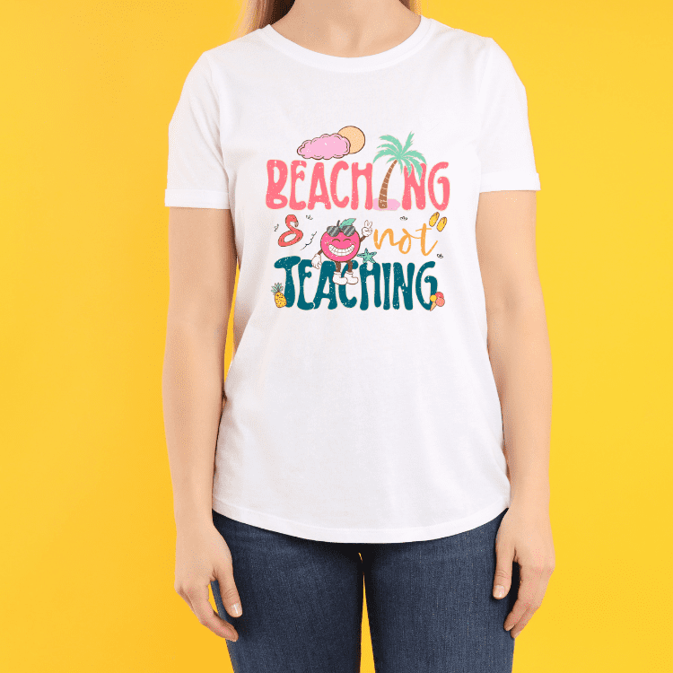 Beaching Not Teaching(Sun and Retro Font)