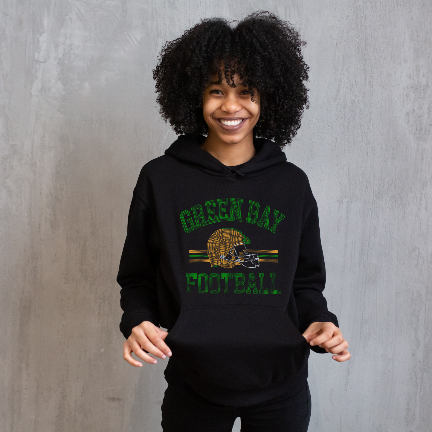 Green Bay Football Spangle T- Shirt Or Hoodie