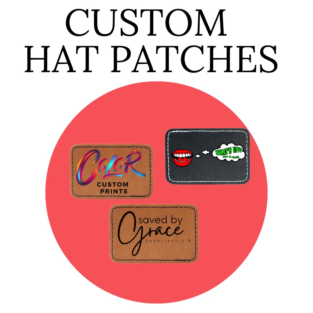 Custom UV Printed  Leather Hat Patch