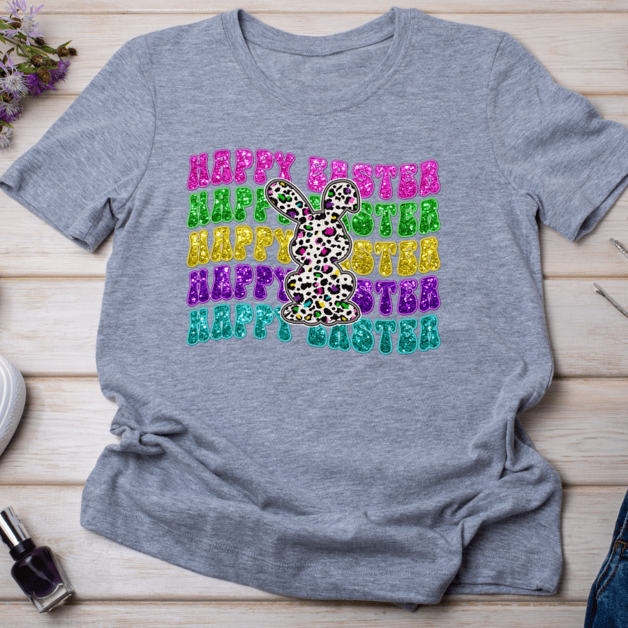 Faux Sequins Happy Easter Wavy Font