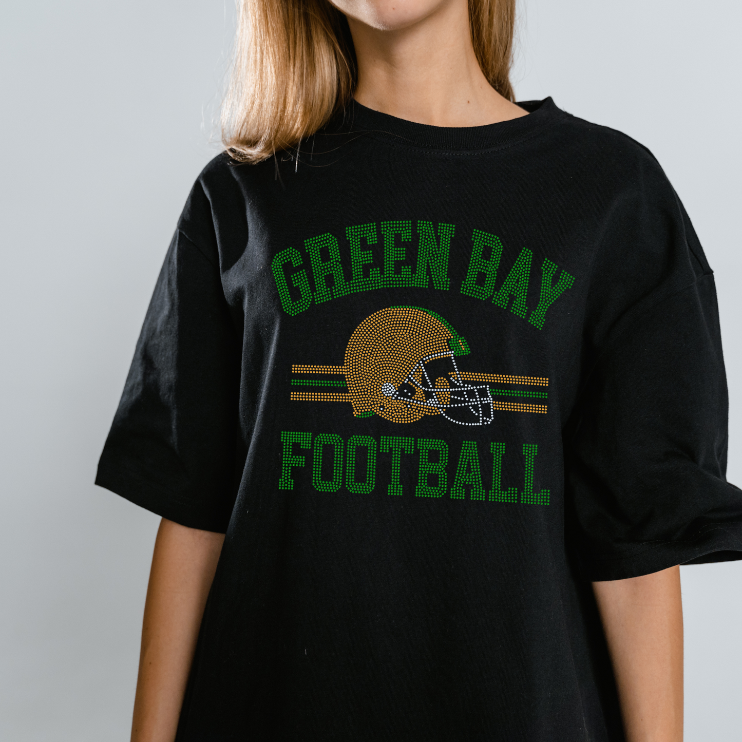 Green Bay Football Spangle T- Shirt Or Hoodie