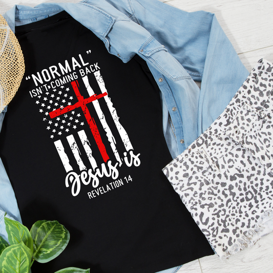 Normal Isn't Coming Back, Jesus Is- Flag and Cross