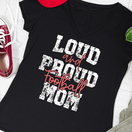 Loud And Proud Football Mom White and Pink