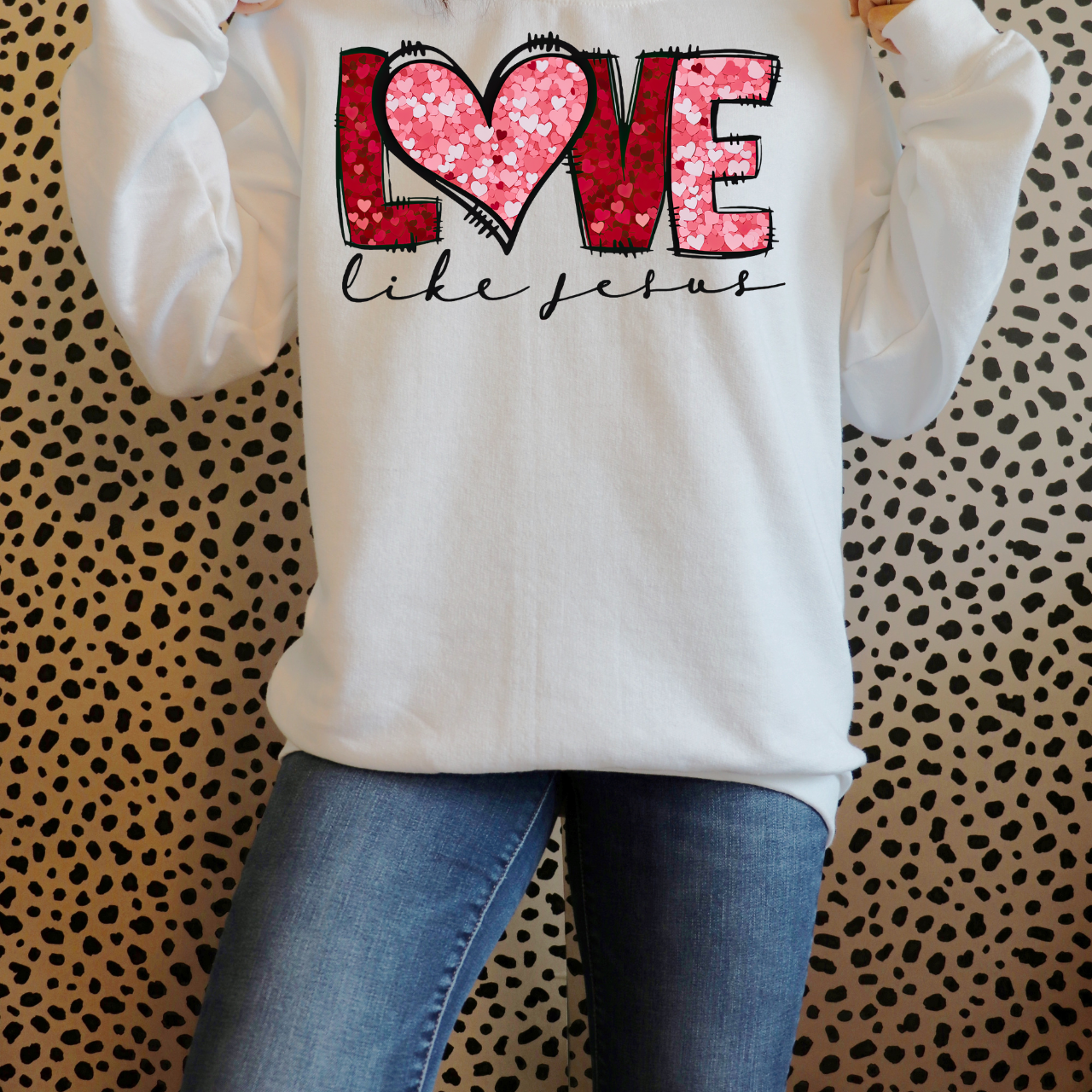 Love Like Jesus Faux Heart Sequin