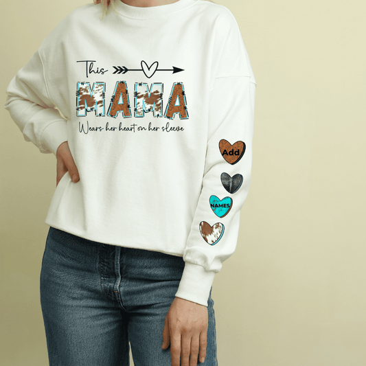 This Mama Wears Her Heart On Her Sleeve (Brown and Teal)