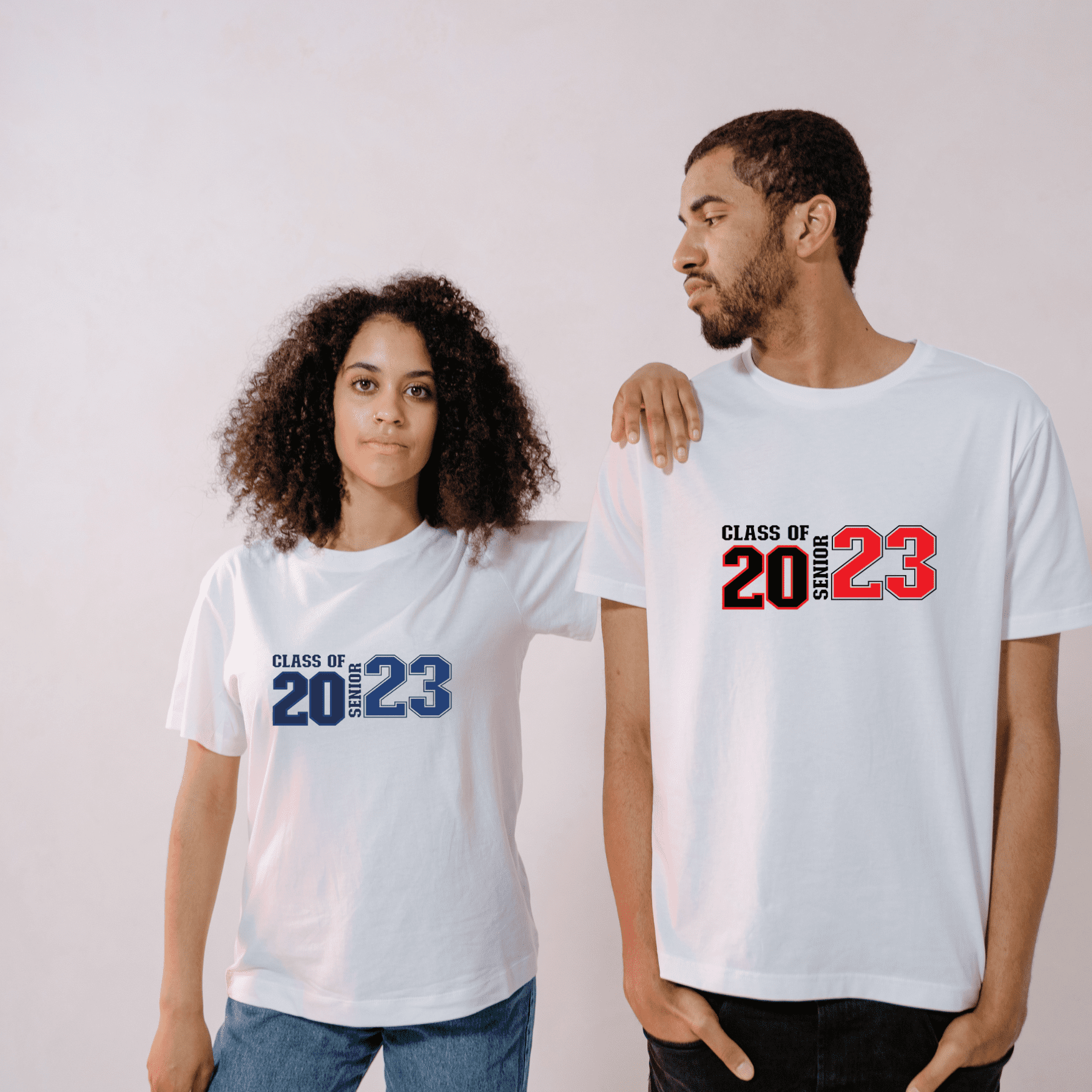 T shirt transfers that say Class of 2023 in change able colors