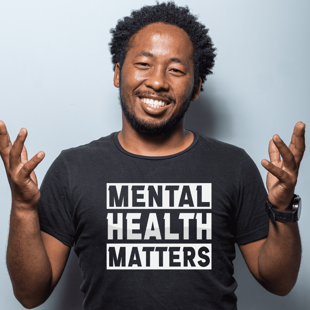 Image shows a t shirt transfer that says Mental Health Matters